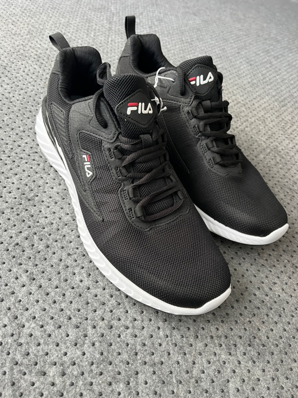 Fila Black Mesh Sneakers with White Soles